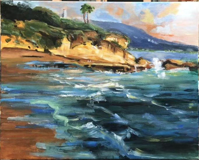 painting of seashore