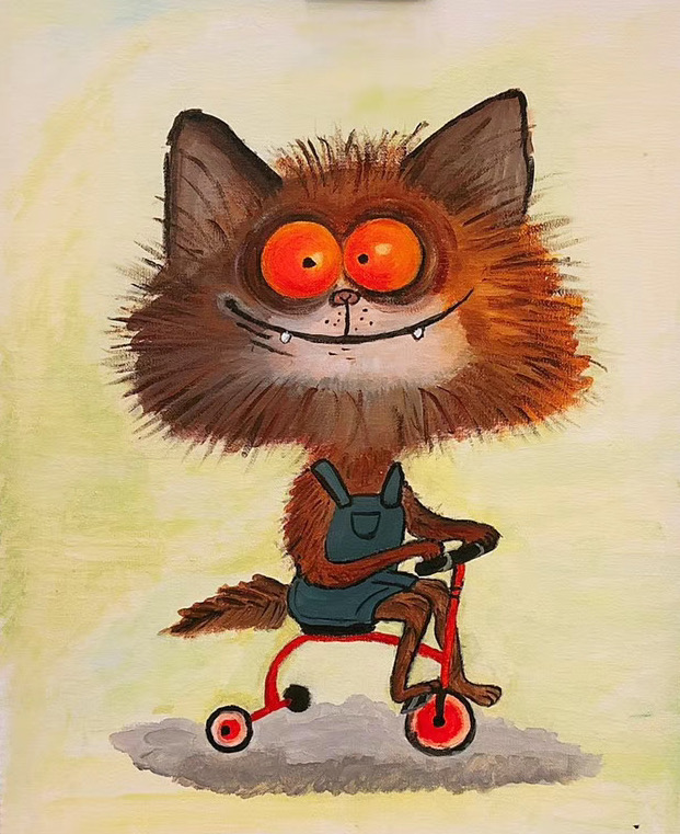 fox riding a bike